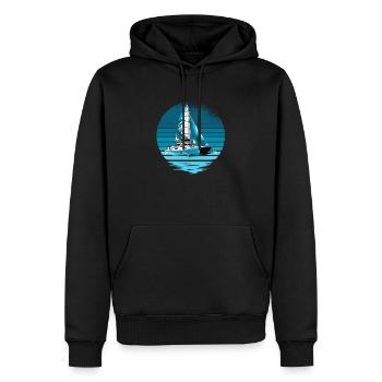 Catamaran voilier voilier voile marin - Sweat à capuche Premium bio Homme - noir - Devant - Nico (187cm)
