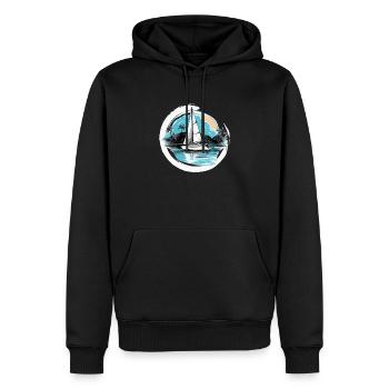 Voilier, voilier, voilier, voile Vintage - Sweat à capuche Premium bio Homme - noir - Devant - Nico (187cm)