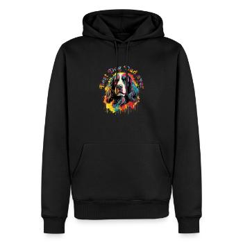 Hunde-Papa Hunderasse Englisch Springer-Spaniel - Männer Premium Bio Hoodie - Schwarz - Vorne - Nico (187cm)