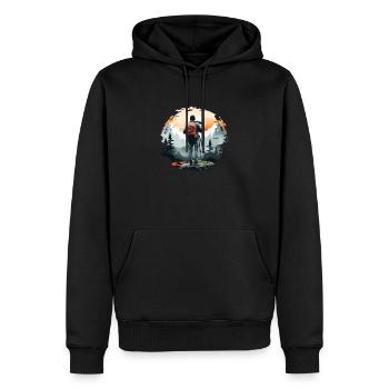 Appareil photo, Photographe de paysage, Photographe de nature - Sweat à capuche Premium bio Homme - noir - Devant - Nico (187cm)