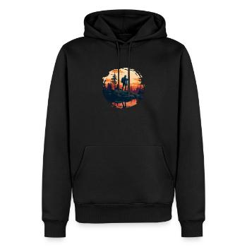 Photographe de paysage, Appareil photo, Photographe de nature - Sweat à capuche Premium bio Homme - noir - Devant - Nico (187cm)
