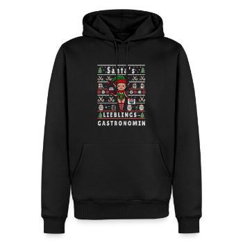 Ugly Christmas SANTA'S FAVORITE RESTAURATEUR - Men’s Premium Organic Hoodie - black - Front - Nico (187cm)