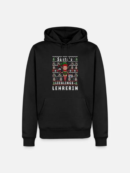 Ugly Weihnachten SANTAS LIEBLINGS Lehrerin - Männer Premium Bio Hoodie - Schwarz