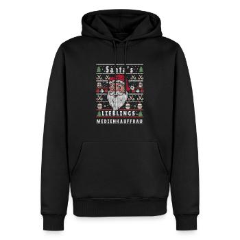Noël moche L’ATTACHÉ DE PRESSE PRÉFÉRÉ DU PÈRE NOËL - Sweat à capuche Premium bio Homme - noir - Devant - Nico (187cm)