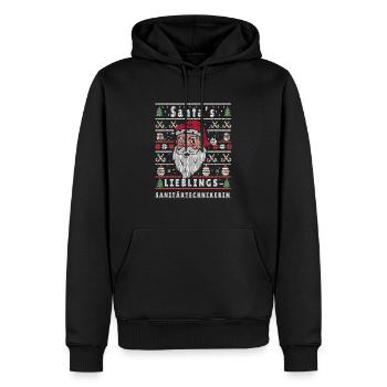 VILAIN NOËL PRÉFÉRÉ DU PÈRE NOËL - Sweat à capuche Premium bio Homme - noir - Devant - Nico (187cm)