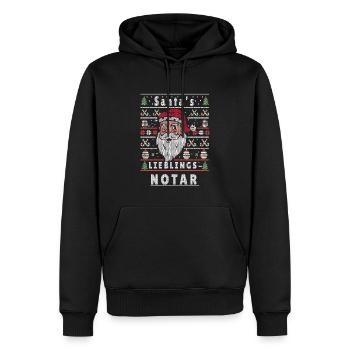 Noël moche LE NOTAIRE PRÉFÉRÉ DU PÈRE NOËL - Sweat à capuche Premium bio Homme - noir - Devant - Nico (187cm)