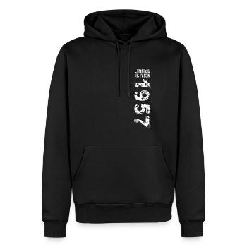 1957 Geburtstag Geschenkidee Vintage Edition 1957 - Männer Premium Bio Hoodie - Schwarz - Vorne - Nico (187cm)