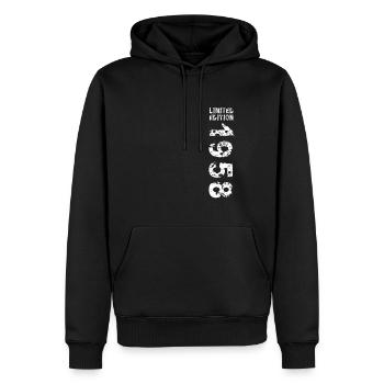 1958 Geburtstag Geschenkidee Vintage Edition 1958 - Männer Premium Bio Hoodie - Schwarz - Vorne - Nico (187cm)
