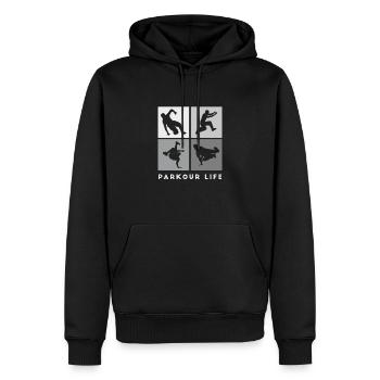 Parkour-Life Freerunning Freerunner - Männer Premium Bio Hoodie - Schwarz - Vorne - Nico (187cm)
