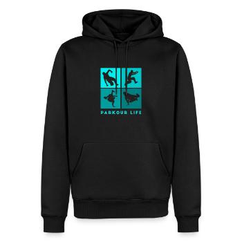 Parkour-Life Freerunning Freerunner - Sweat à capuche Premium bio Homme - noir - Devant - Nico (187cm)