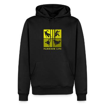 Parkour-Life Freerunning Freerunner - Sweat à capuche Premium bio Homme - noir - Devant - Nico (187cm)
