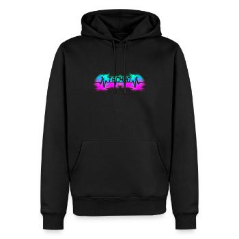 Hardcore-Rave, Raver, EDM, DJ, House-Music, Heartbeat - Sweat à capuche Premium bio Homme - noir - Devant - Nico (187cm)