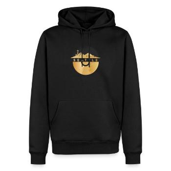Vinyl-Schallplatte Disco-Musik Skyline-SEATTLE - Männer Premium Bio Hoodie - Schwarz - Vorne - Nico (187cm)