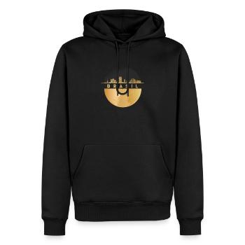 Disque vinyle - Skyline-Brésil-Brésil - Sweat à capuche Premium bio Homme - noir - Devant - Nico (187cm)