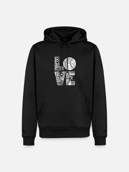 Baseball Softball Mama Love Baseball - Sweat à capuche Premium bio Homme - noir