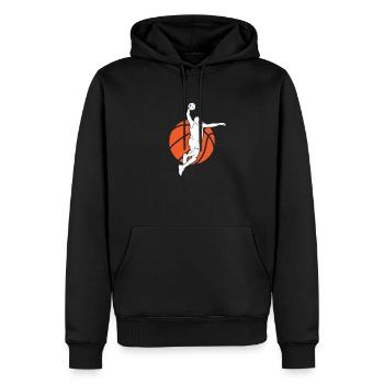 Joueurs de basket-ball Basketteurs Basket-ball - Sweat à capuche Premium bio Homme - noir - Devant - Nico (187cm)