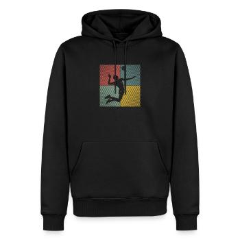 Ballon de volley-ball vintage Joueur de volley-ball - Sweat à capuche Premium bio Homme - noir - Devant - Nico (187cm)