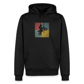 Pit-bike supermotard Dirtbike Vintage Pitbike - Sweat à capuche Premium bio Homme - noir - Devant - Nico (187cm)