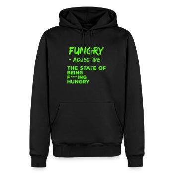 Drôle Hungry Definition Fungry Fucking affamé - Sweat à capuche Premium bio Homme - noir - Devant - Nico (187cm)
