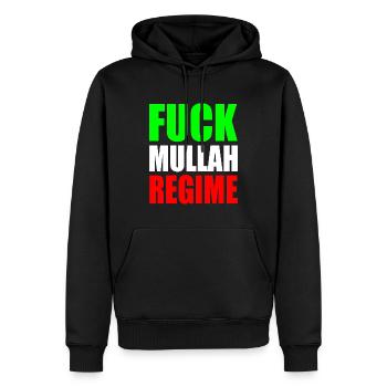 Fuck mullah regime iran - Sweat à capuche Premium bio Homme - noir - Devant - Nico (187cm)