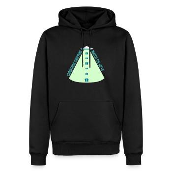 Weihnachten Geschenke Alien Raumschiff Ufo beamen - Männer Premium Bio Hoodie - Schwarz - Vorne - Nico (187cm)