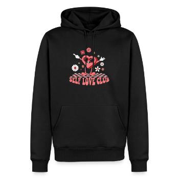 Self love club design - Sweat à capuche Premium bio Homme - noir - Devant - Nico (187cm)
