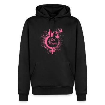 Girl Power,Freedom,Butterflies,Women,Pink - Men’s Premium Organic Hoodie - black - Front - Nico (187cm)