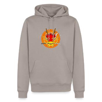Red Dragon - Men’s Premium Organic Hoodie - taupe - Front - Nico (187cm)