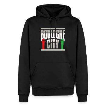 Boulogne city Côte d'opale Boulogne sur mer ch'ti - Sweat à capuche Premium bio Homme - noir - Devant - Nico (187cm)