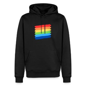 Fierté arc-en-ciel - Sweat à capuche Premium bio Homme - noir - Devant - Nico (187cm)