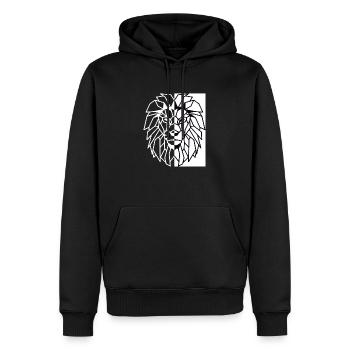 Löwenkopf SW lowpoly - Männer Premium Bio Hoodie - Schwarz - Vorne - Nico (187cm)