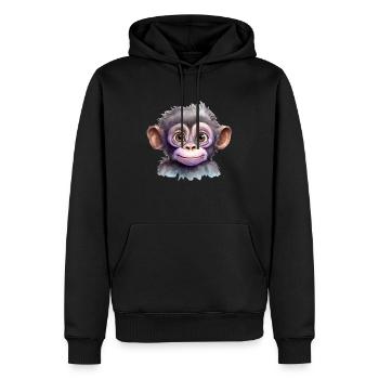 Affe Aquarell Zeichnung - Männer Premium Bio Hoodie - Schwarz - Vorne - Nico (187cm)