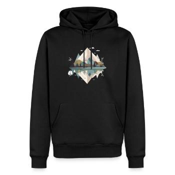 Montagnes minimalistes - Sweat à capuche Premium bio Homme - noir - Devant - Nico (187cm)