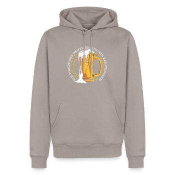 DRINK IT RIGHT - Men’s Premium Organic Hoodie - taupe - Front - Nico (187cm)