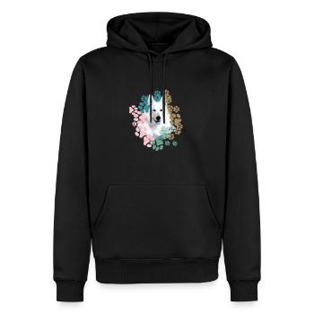 White Shepherd, German Shepherd, Paws, Print - Men’s Premium Organic Hoodie - black - Front - Nico (187cm)