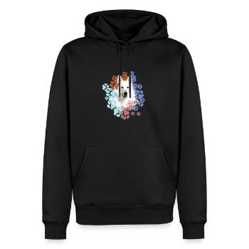 White Shepherd, German Shepherd, Paws, Print - Men’s Premium Organic Hoodie - black - Front - Nico (187cm)