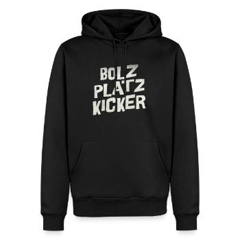 Bolz Platz Kicker - Männer Premium Bio Hoodie - Schwarz - Vorne - Nico (187cm)
