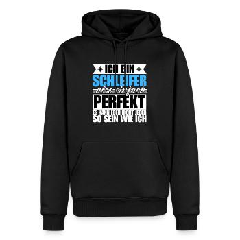 Perfekter Schleifer - Männer Premium Bio Hoodie - Schwarz - Vorne - Nico (187cm)