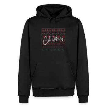 Hässlicher Weihnachtspullover - Frohe Weihnachten - Männer Premium Bio Hoodie - Schwarz - Vorne - Nico (187cm)