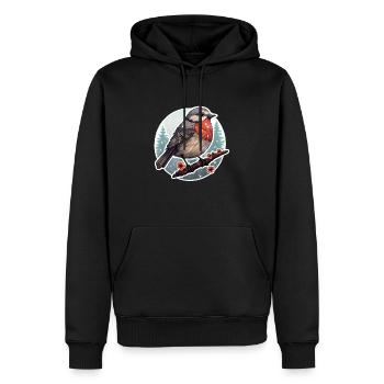 Rouge-gorge dans la neige Hiver - Sweat à capuche Premium bio Homme - noir - Devant - Nico (187cm)