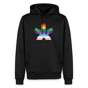 blockedTitle - Männer Premium Bio Hoodie - Schwarz - Vorne - Nico (187cm)