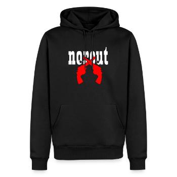 NORCUT - White Text / Black Stars / Red Pistols - Männer Premium Bio Hoodie - Schwarz - Vorne - Nico (187cm)