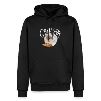 Croissant chat - Sweat à capuche Premium bio Homme - noir - Devant - Nico (187cm)