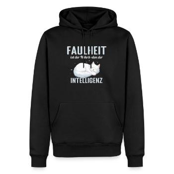 Faulheit ist der Närboden der Intelligenz - Männer Premium Bio Hoodie - Schwarz - Vorne - Nico (187cm)