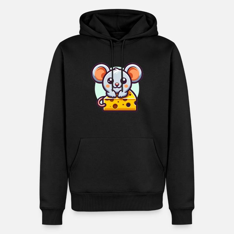 Maus mit Käse - Männer Premium Bio Hoodie - Schwarz