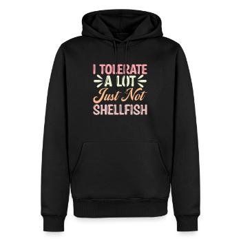 Je tolère beaucoup de choses, mais pas les crustacés - Sweat à capuche Premium bio Homme - noir - Devant - Nico (187cm)