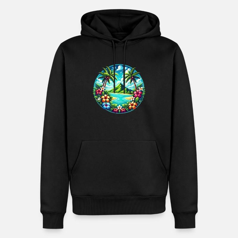 Logo de l’île des Caraïbes - Sweat à capuche Premium bio Homme - noir
