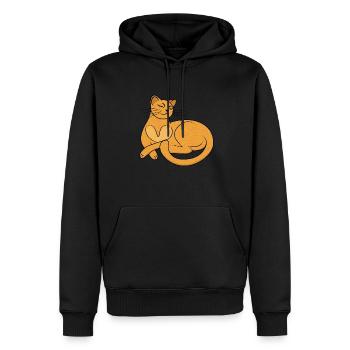 Le chat jaune - Sweat à capuche Premium bio Homme - noir - Devant - Nico (187cm)