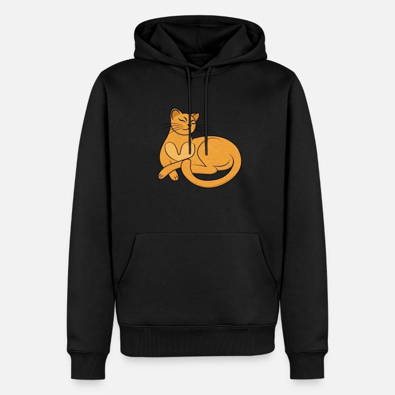 Die gelbe Katze - Männer Premium Bio Hoodie - Schwarz