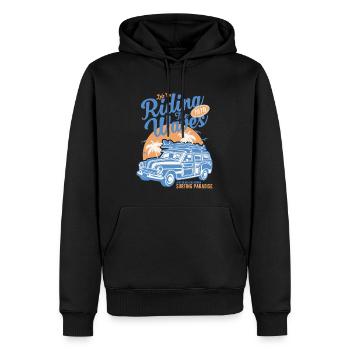 Riding The Waves - Männer Premium Bio Hoodie - Schwarz - Vorne - Nico (187cm)